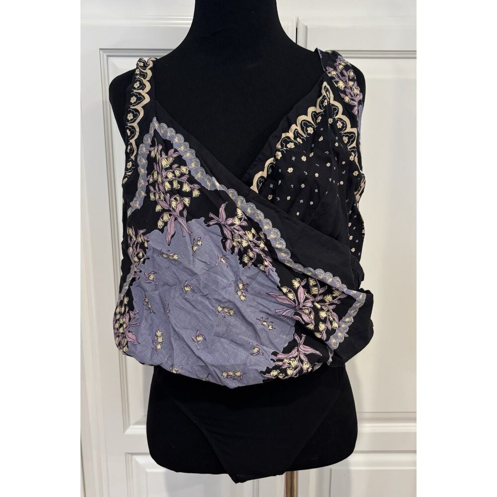 Free People Sweet Thing Bodysuit Intimately Floral Printed Sleeve Cross Back M - Picture 2 of 7